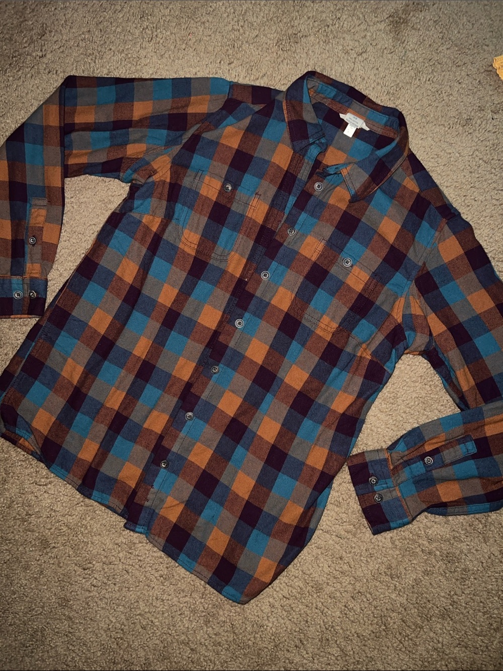 Duluth Trading Co. Long-Sleeve Plaid Button-Down in Blue and Brown